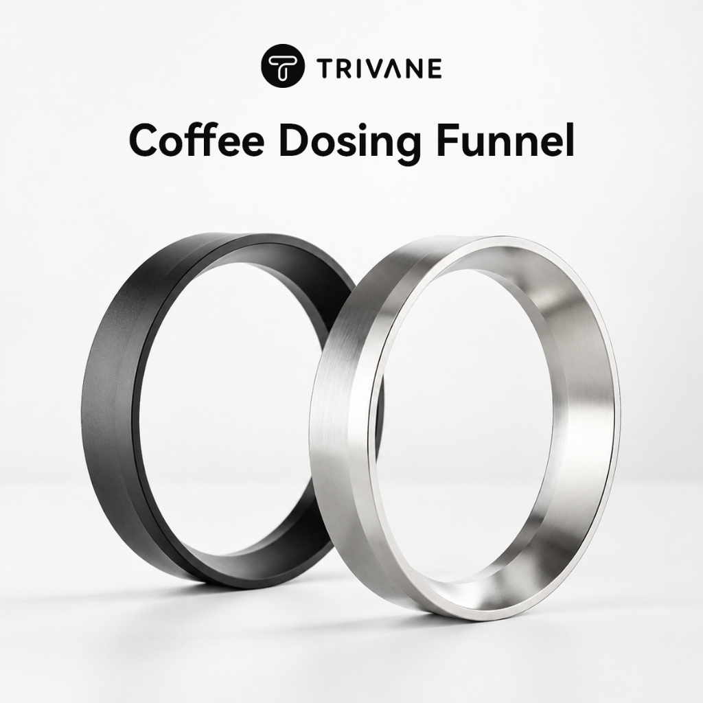 TRIVANE Coffee Dosing Ring 58mm แหวนรองผงกาแฟ โดสซิ่งริง แม่เหล็กกันผงฟุ้ง สแตนเลส / อลูมิเนียมดำ