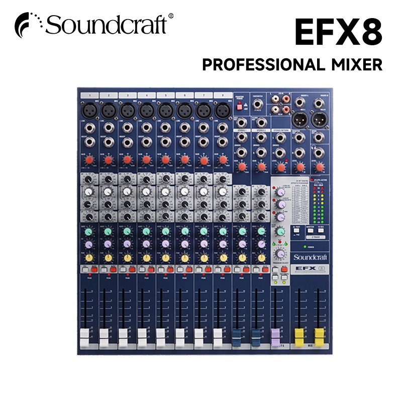 Soundcraft EFX8 มิกเซอร์ 8 ช่อง, มิกเซอร์เสียง, + 48V Fantasy Power, เครื่องขยายเสียงหน้าไมโครโฟน, เ
