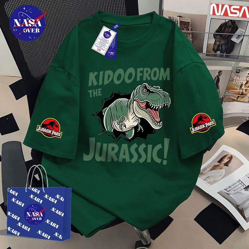 【จัดส่งตลอด 24 ชั่วโมง】 เสื้อฤดูร้อน ยูนิเซ็กส์ แขนสั้น แนวไซไฟ ลายไดโนเสาร์ T-Rex cool ทรงใหญ่ คอกลม เสื้อ YG5228