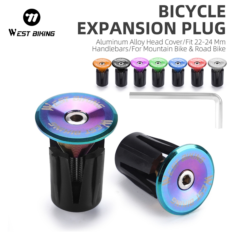 West BIKING จุกปิดปลายแฮนด์จักรยาน อะลูมิเนียมอัลลอย สําหรับรถจักรยานเสือภูเขา 1 คู่