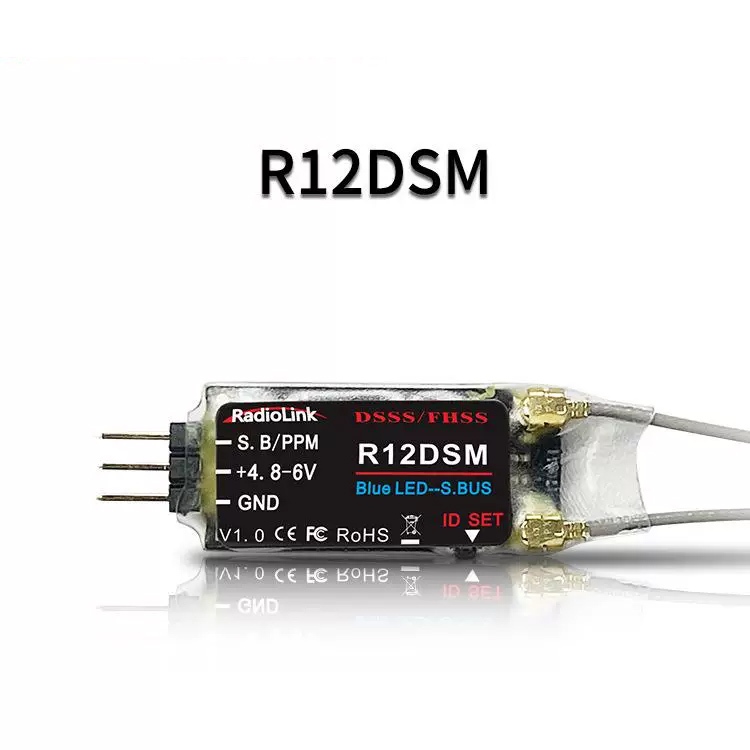 Radiolink Radiolink R12DSM ตัวรับสัญญาณขนาดเล็ก SBUS/PPM สิบสองช่อง AT9S/AT10II