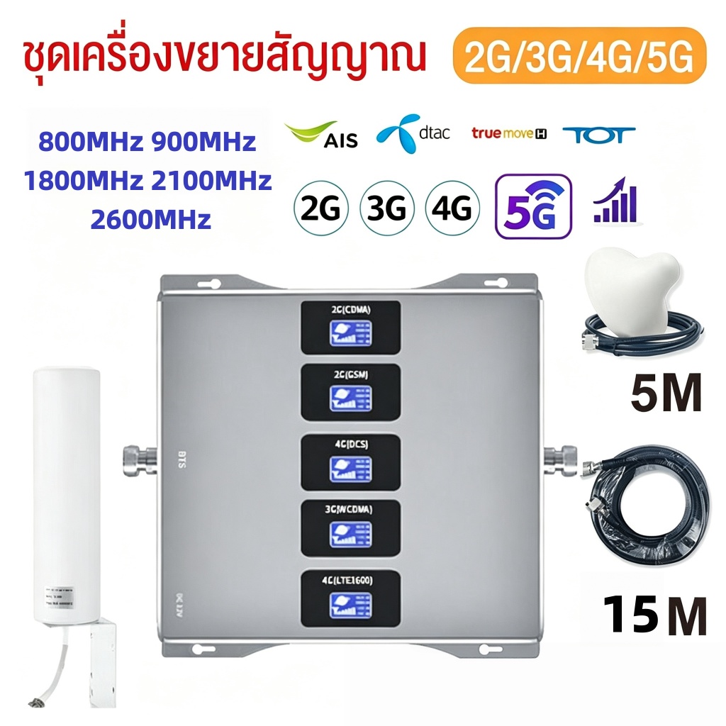 【จัดส่งฟรี+รับประกันหนึ่งปี】2G 3G 4G 5G 5-Band เครื่องดูดสัญญาณโทรศัพท์ เครื่องดูดสัญญาณมือถือ 5g signal booster Cellular BOOSTER ตัวดูดสัญญาณ ais