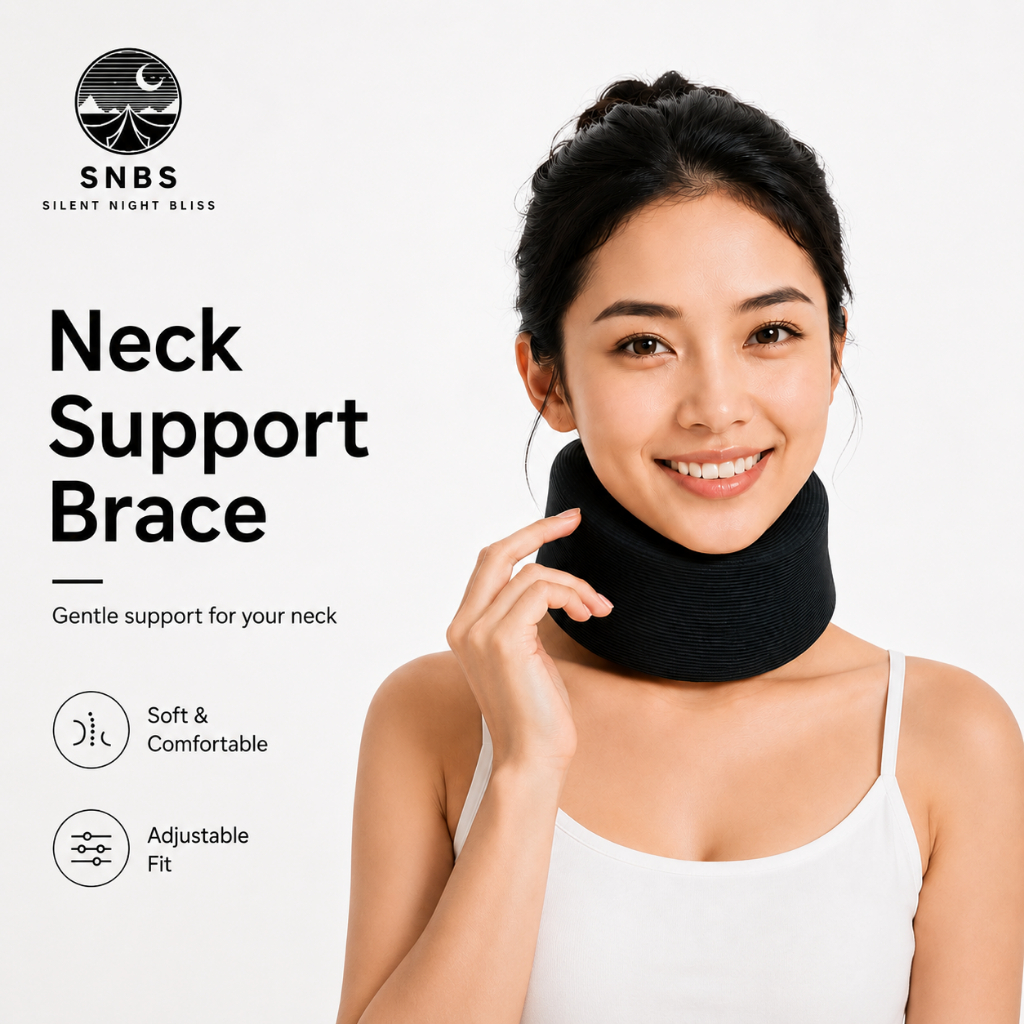 SNBS Travel Neck Support Brace น้ําหนักเบาปรับ Soft Foam Collar Breathable Comfort สําหรับเที่ยวบินรถขี่