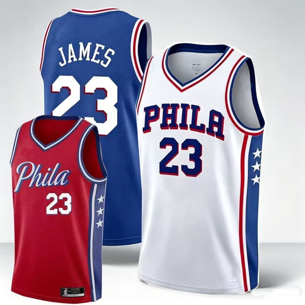 76ers‌ James Jersey Hot Press Player Version ชุดบาสเก็ตบอล