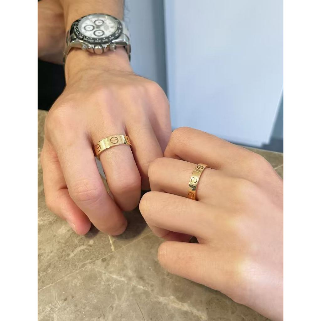 PawnableCar LOVE series 18K gold classic Ring AU750 แหวนสําหรับผู้ชายและผู้หญิงแฟชั่นอุปกรณ์เสริมลํา