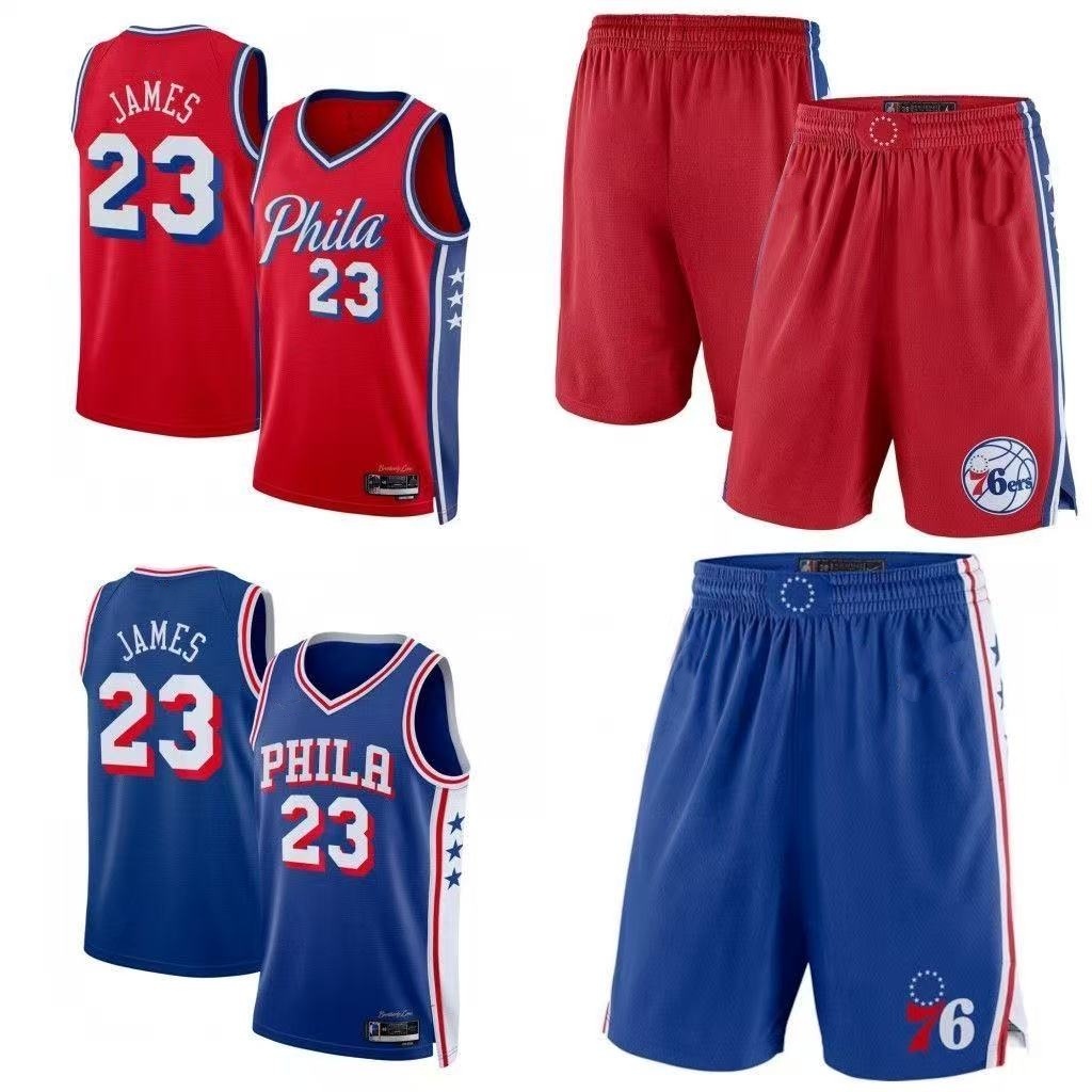 2026-27 เกม ฤดูกาล 76ers‌ เสื้อเจมส์ เบอร์ 23 James Jersey สูทกางเกงขาสั้นกดร้อนที่กําหนดเองผู้เล่นร