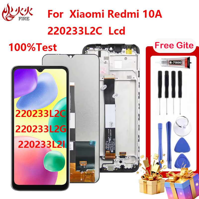 จอแสดงผล LCD สําหรับ Xiaomi Redmi 10A 220233L2C 220233L2G Touch Screen Digitizer Assembly พร้อมกรอบอ
