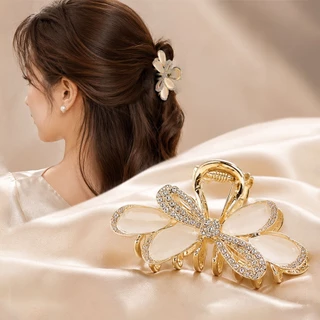 โบว์โอปอล Rhinestone ระดับไฮเอนด์ประณีตผมครึ่งผูกผมอารมณ์ Elegant G