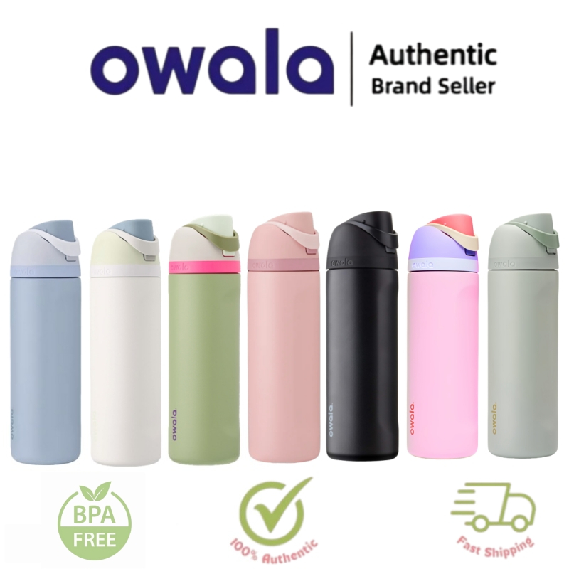 Owala ขวดน้ําสแตนเลส Freesip 24oz 32oz กระติกน้ําร้อนฉนวนสูญญากาศแก้วน้ําความจุขนาดใหญ่พร้อมฝาปิดฟางป้องกันการรั่ว