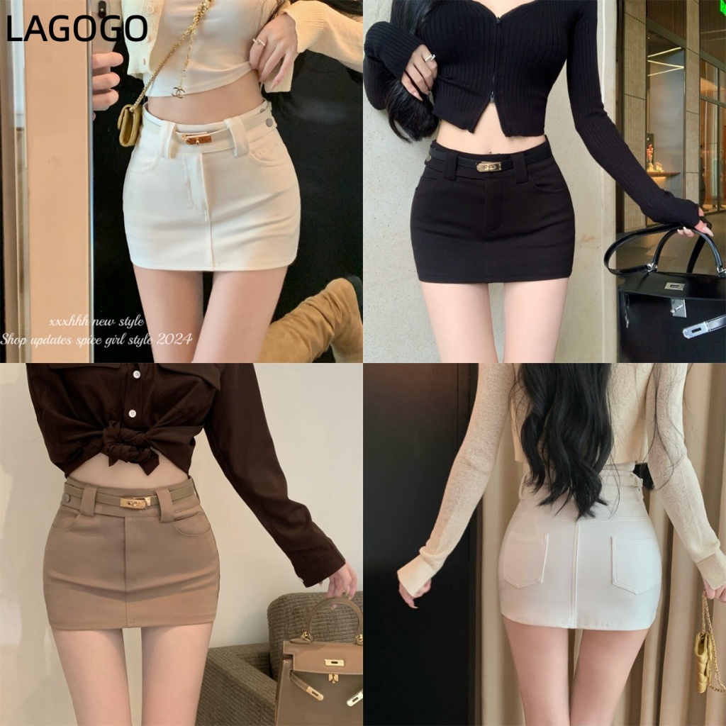 สีขาว ก-เส้น กระโปรงผู้หญิงฤดูใบไม้ผลิฤดูใบไม้ร่วงสไตล์ใหม่เอวสูงป้องกันแสงสะท้อน บาง-พอดี สะโพกบรรจุกระโปรงกระโปรงสั้นขนาดเล
