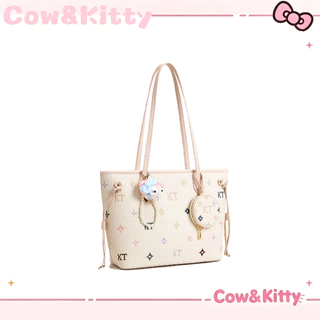 กระเป๋าโทต Cow&Kitty ลายปัก ใช้งานในชีวิตประจำวัน กระเป๋าสะพายข้าง ขนาดใหญ่จุของได้มาก
