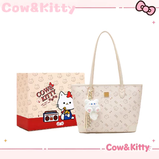 กระเป๋าโททสีชมพู Cow&Kitty กระเป๋าสะพายไหล่ กระเป๋าถือสตรีหนัง PU แบบทนทาน ดีไซน์เรียบง่าย