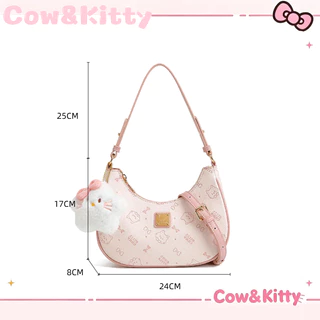 กระเป๋าสะพายสีชมพูน่ารัก Cow&Kitty มีจี้เมฆ กระเป๋าสะพายข้างน่ารัก