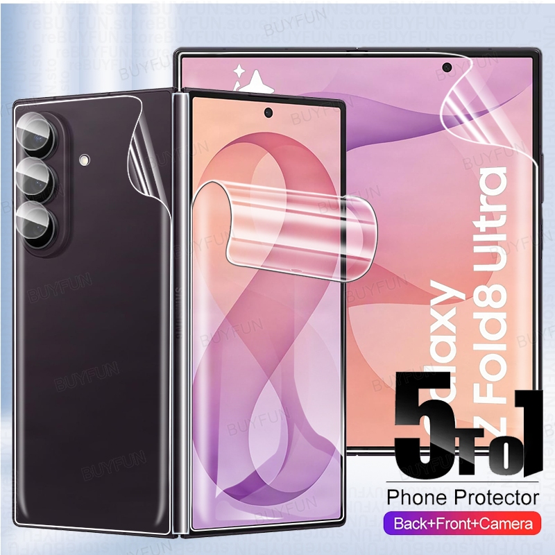 5in1 Hydrogel ฟิล์มฟิล์มนุ่มบานพับป้องกันฟิล์มสําหรับ Samsung Galaxy Z พับ 8 Ultra 5G 8.0 "SM-F976B/