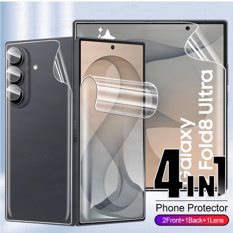 SAMSUNG 4in1Full Cover Screen Protector กลับHydrogelฟิล์มนุ่มสําหรับSamsung Galaxy Zพับ 8 Ultra 5G 8