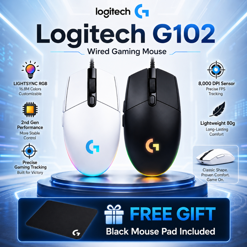 Logitech G102 LIGHTSYNC เมาส์สําหรับเล่นเกม RGB แบบมีสาย 8000 DPI เหมาะสําหรับเดสก์ท็อปและแล็ปท็อป COD