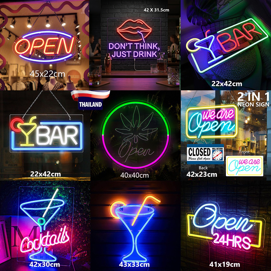 【พร้อมส่ง】 ป้ายไฟ LED OPEN ป้ายบาร์กาแฟ ไฟเปิดประตู ไฟนีออน LED แขวนผนัง ร้านกาแฟ บาร์ ป้ายโฆษณาร้านอาหาร ตกแต่งวันหยุด