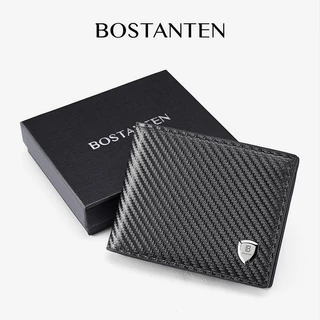 BOSTANTEN Matrix กระเป๋าสตางค์ผู้ชาย ลายคาร์บอนไฟเบอร์ กันรอย ดีไซน์หรู พร้อมกล่องของขวัญ