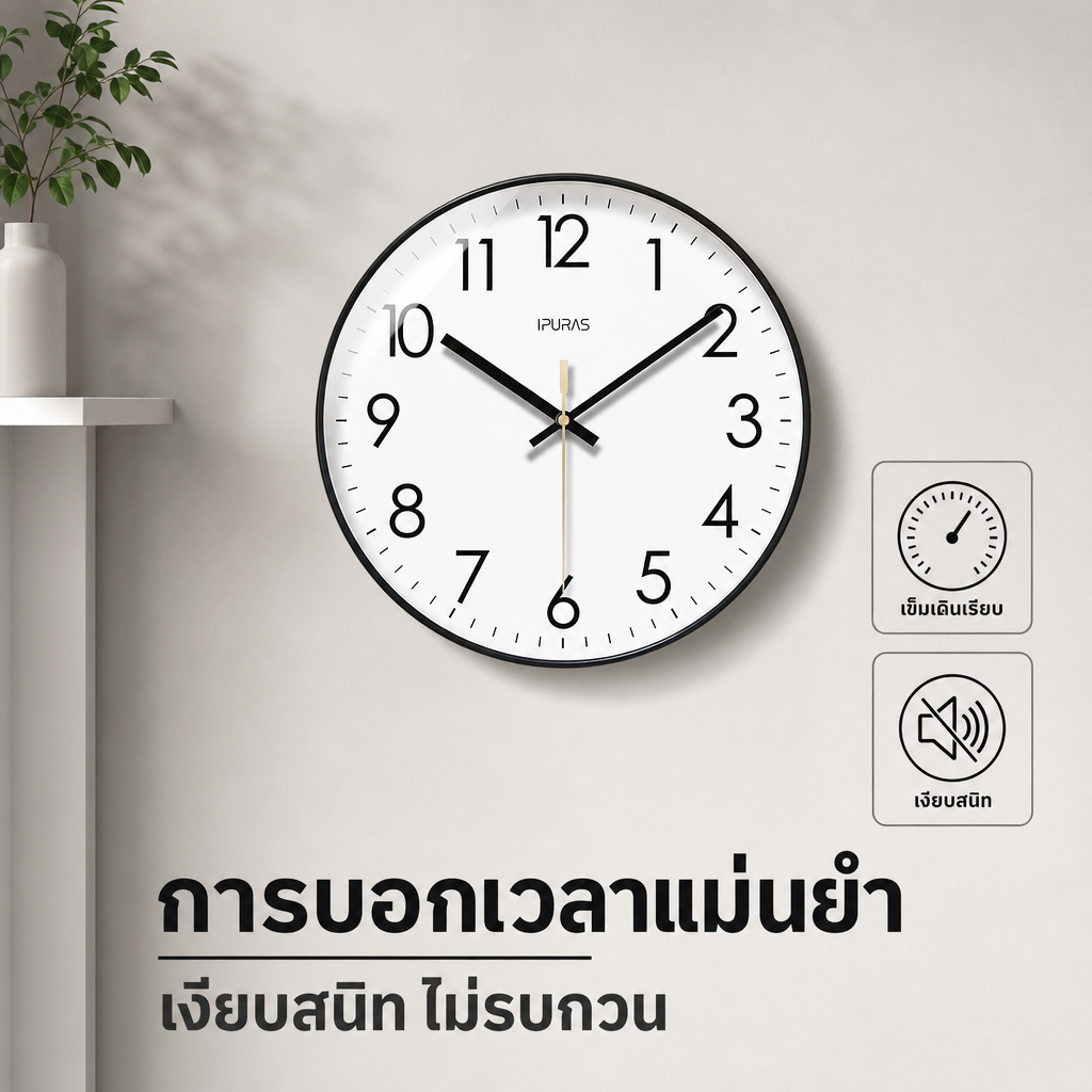 10/12/14 นิ้วคลาสสิกนาฬิกาแขวนแฟชั่นห้องนั่งเล่นติดผนังนาฬิกาที่เรียบง่ายเงียบกวาดนาฬิกาควอทซ์ที่สอง