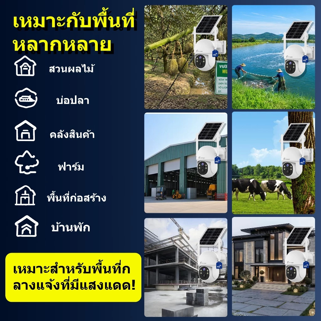 MHXCEES กล้องวงจรปิด Solar 4G[อินเทอร์เน็ตฟรี 99 ปี]กล้องวงจรปิดไร้สาย 2K 360 องศา (ซิมในตัว) Tuya thumbnail 6