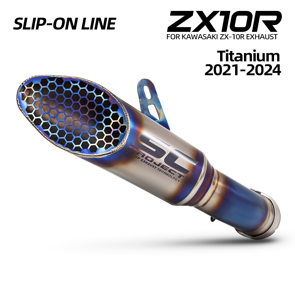 SC Project S1 racing รถจักรยานยนต์ท่อไอเสียชุด Titanium Slip On Line สําหรับ Kawasaki ZX10R ZX-10R 2