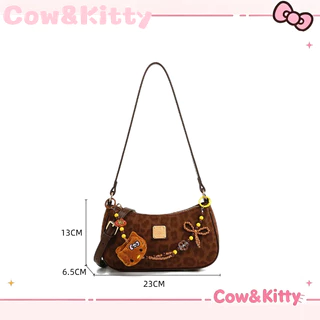 กระเป๋าโท้ต Cow&Kitty Brown Series กระเป๋าสะพายข้าง สไตล์ลายเสือดาว ความจุขนาดใหญ่