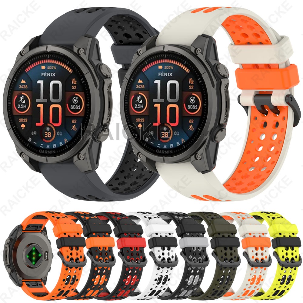 สายรัดซิลิโคนระบายอากาศนาฬิกาสปอร์ตสําหรับ Garmin Fenix 9 8 51mm 47mm/ 7X pro / 6 / 5X Plus / Fenix3 hr / Forerunner 970 965 945 935