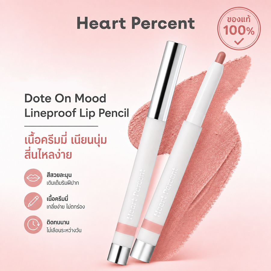 【Tik Tok Hot】Heart Percent 4-in-1 Lip Liner Set | Smudge-Proof, Nudy Beige/Rose/Mute