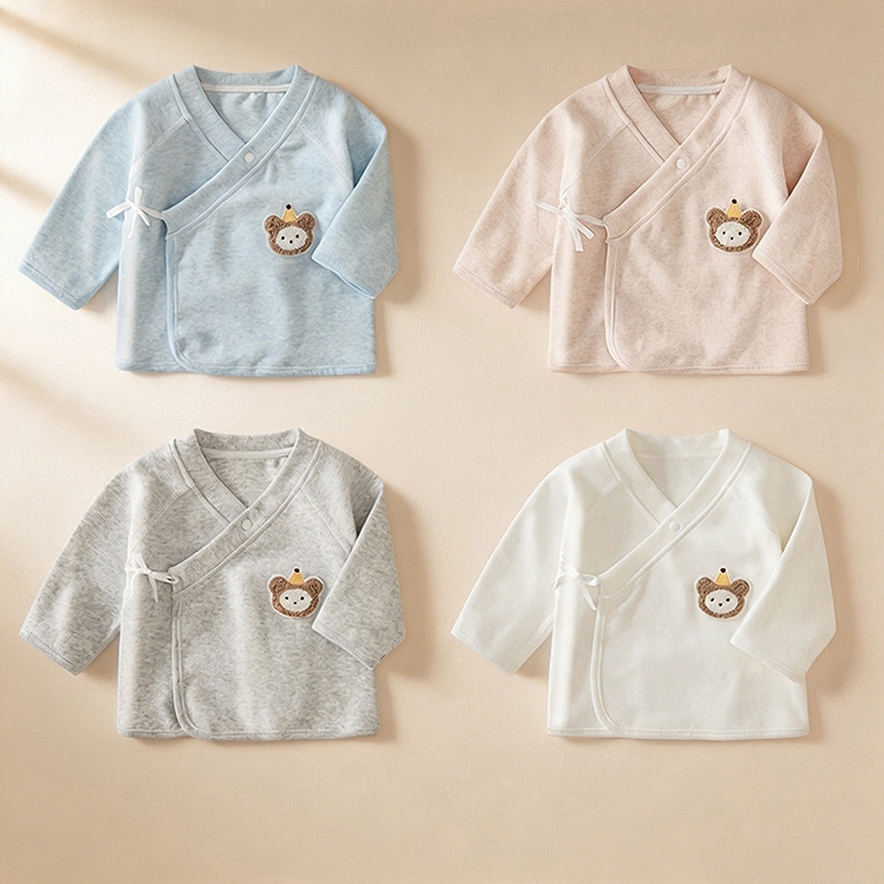 ผ้าฝ้าย（ผ้าธรรมชาติ）เสื้อผ้าแรกเกิดครึ่งหลังเสื้อผ้าเด็กท็อปส์เด็กผู้ชาย 3 เดือนbubabyเสื้อรูเด็กแรกเกิด