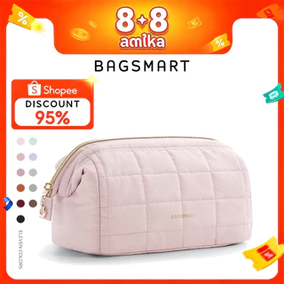 BAGSMART กระเป๋าเครื่องสําอางกระเป๋าเดินทางแต่งหน้า Puffy เบาะ Make Up กระเป๋าสําหรับผู้หญิงอุปกรณ์อาบน้ํา Organizer Case
