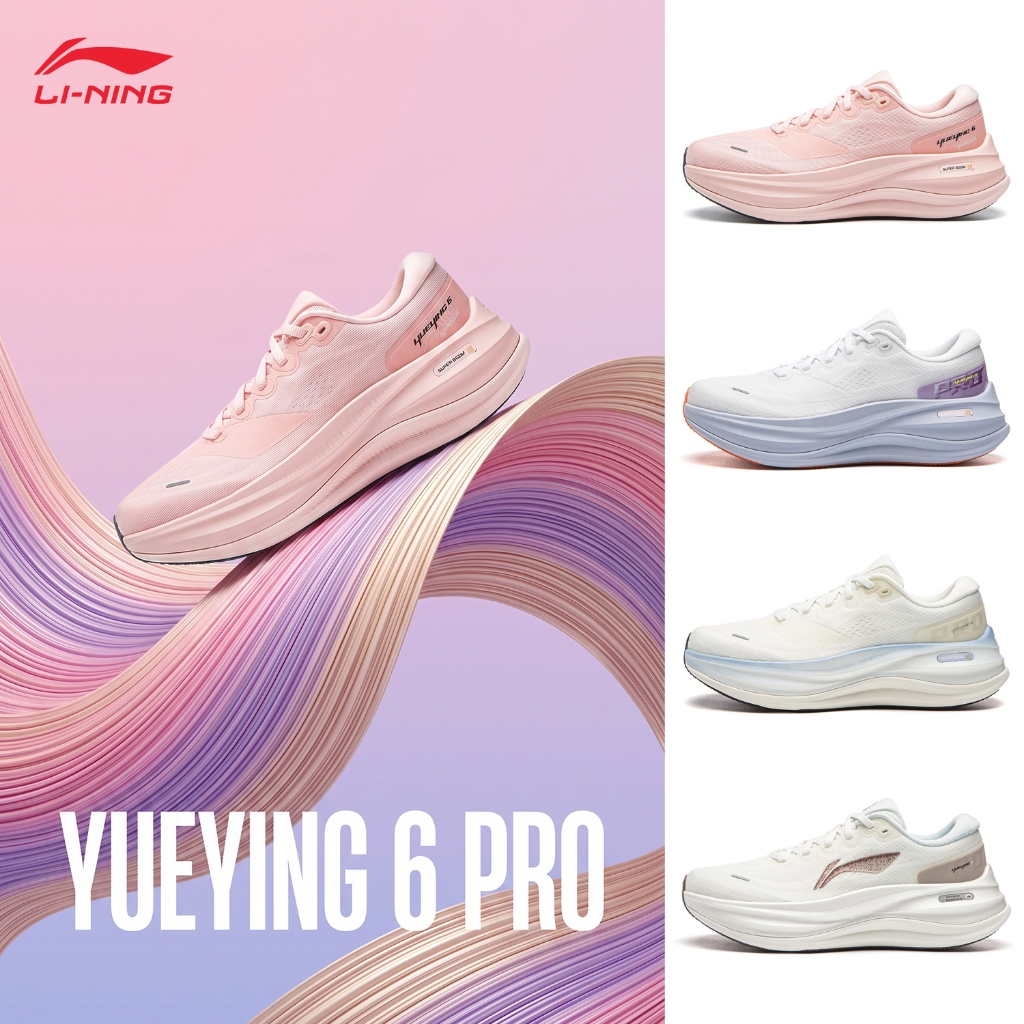 LI-NING YUEYING 6 PRO ARHW016 รองเท้าวิ่งผู้หญิง,SuperBoom Midsole, Anti-Twist Arch Support,Light Breathable Mesh,Anti-Slip Wearproof Sole for Daily Jogging Training