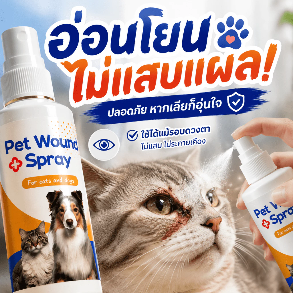 🐱สเปรย์สมานแผลสัตว์เลี้ยง🐶 SA สเปรย์พ่นแผล แผลแห้งไว ฆ่าเชื้อแบคทีเรีย สูตรนาโน สำหรับหมาแมว ปลอดภัยเลียได้