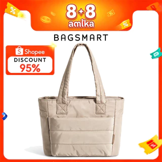 BAGSMART Tote Bag สําหรับผู้หญิง, กระเป๋าโท้ทพองน้ําหนักเบาพร้อมช่องใส่ของ, กระเป๋าถือกระเป๋าสะพายผ้านวมสําหรับเดินทาง, ทํางาน