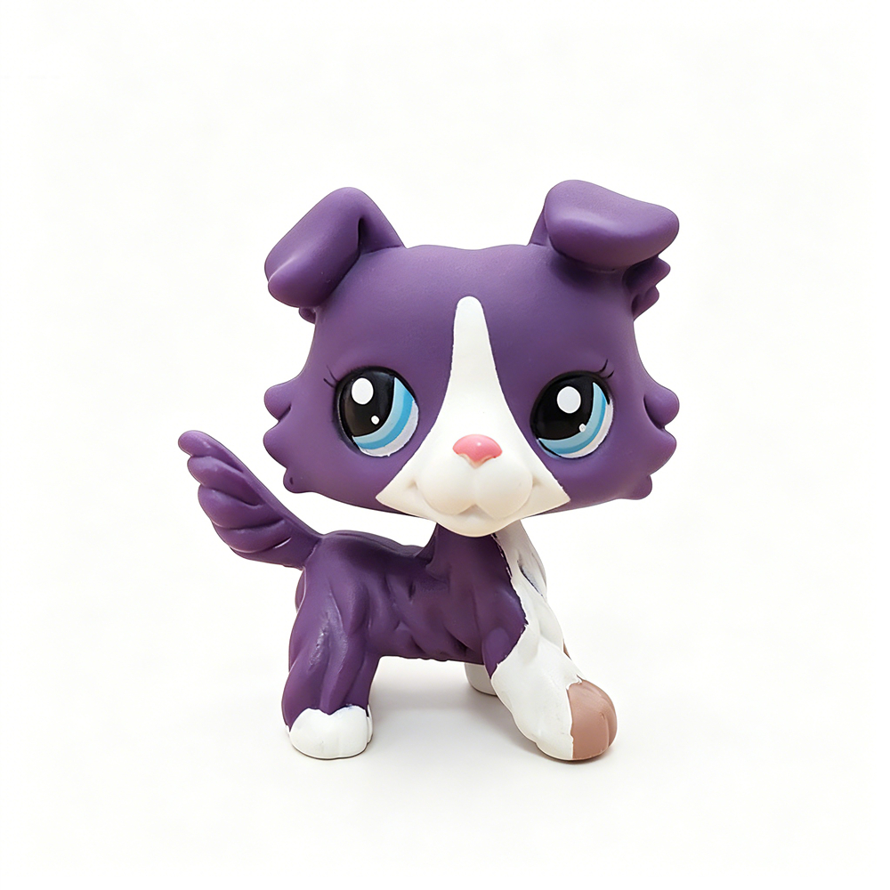 Littlest Pet Shop LPS Toy Collection 1676 Purple Collie Dog Blue Eyes Puppy