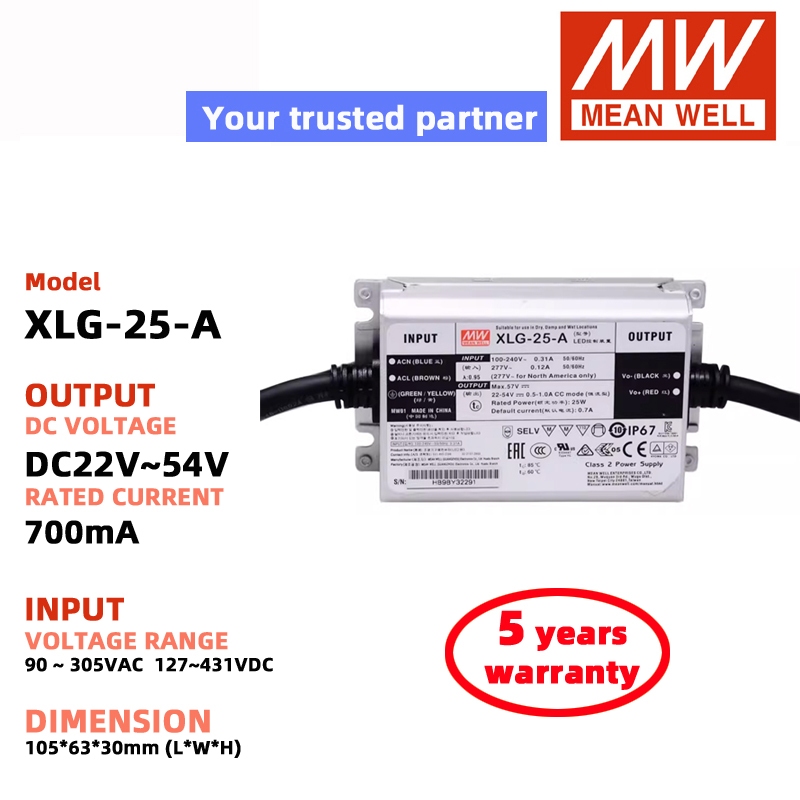 MEAN WELL XLG-25 XLG-50/75 XLG-100/150/200 12V 24V อะแดปเตอร์จ่ายไฟแบบสวิตชิ่ง สําหรับ LED MEANWELL