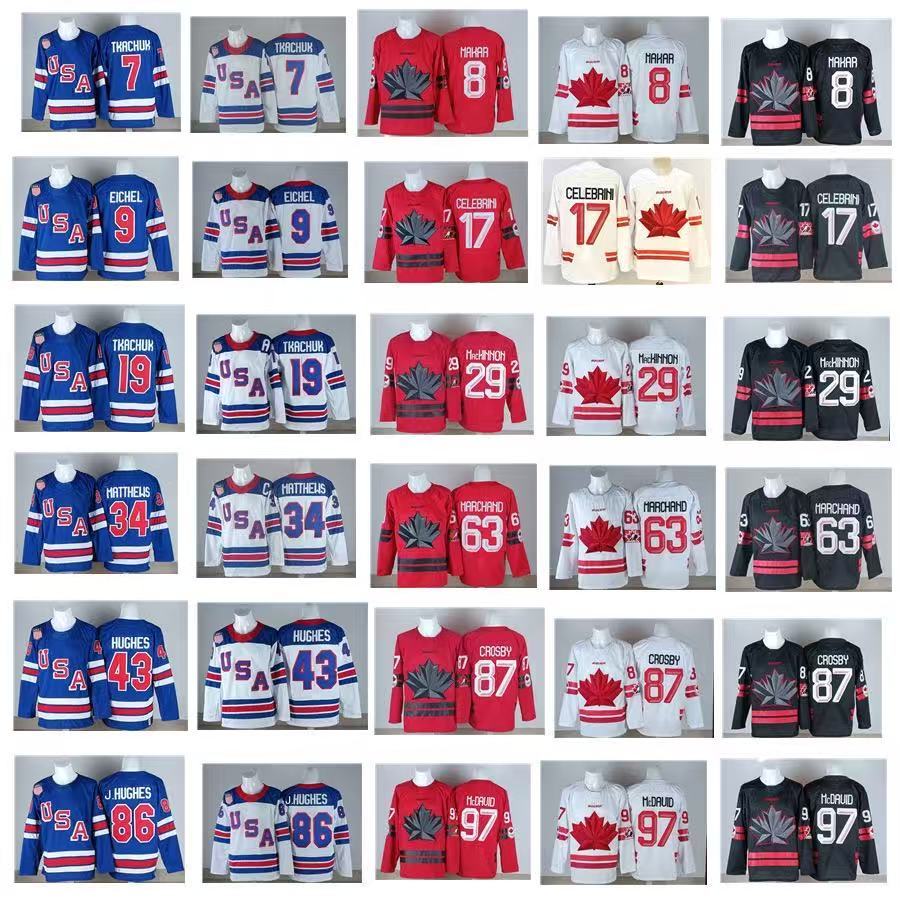 2026 สไตล์ใหม่ NHL Hockey Jersey USA Hockey Jersey Canada American Team Jersey ขนาดใหญ่กีฬาแขนยาว