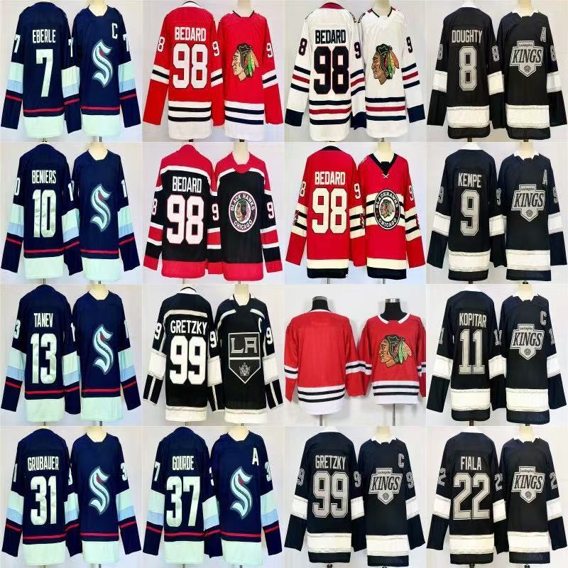 NHL Hockey jersey ขนาดใหญ่หลวม Hip Hop แขนยาว King Blackhawks jersey nhl Kings Blackhawks jersey