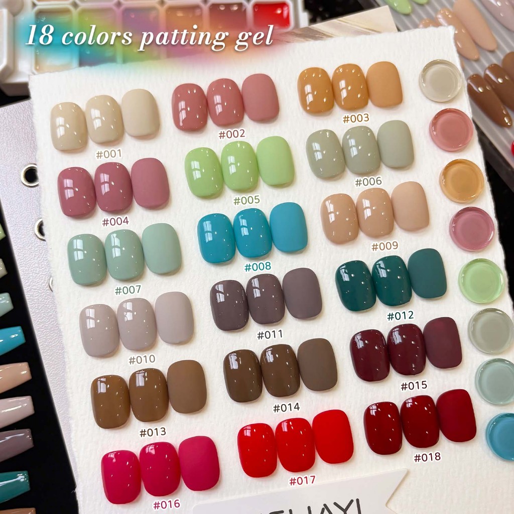 XEIJAYI -Classic Solid Color Gel Nail Polish Set ประกอบด้วยสีแดง น้ำตาล และน้ำเงิน เหมาะสำหรับร้านทำเล็บและใช้เองที่บ้าน