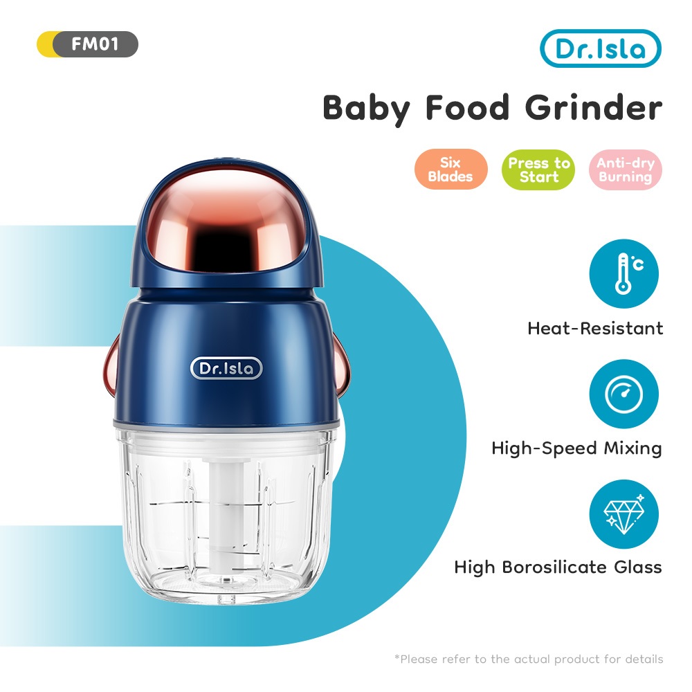 Dr.isla FM01 เครื่องปั่นอาหารเด็ก เครื่องทำอาหารเสริมเด็ก 300ml เครื่องบดอาหารเด็ก ใบมีดสแตนเลส 6 ใบ ปั่นละเอียด