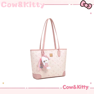 กระเป๋าโททสีชมพู Cow&Kitty กระเป๋าสะพายไหล่ กระเป๋าถือสตรีหนัง PU แบบทนทาน ดีไซน์เรียบง่าย