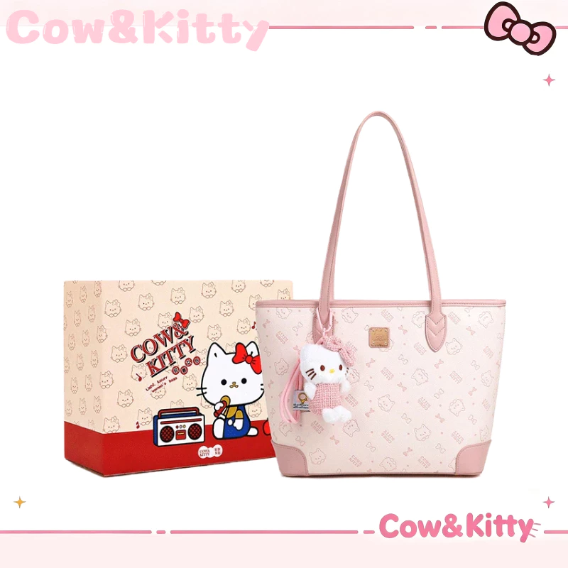 กระเป๋าโทท Cow&Kitty Multifunctional Pink Tote Bag กระเป๋าสะพายสุภาพสตรีความจุขนาดใหญ่ Cute Style Pink Handbag กระเป๋าสะพายไหล่ยอดฮิต ใส่แท็บเล็ตได้ จุของได้เยอะ