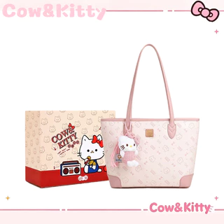 กระเป๋าโททสีชมพู Cow&Kitty กระเป๋าสะพายไหล่ กระเป๋าถือสตรีหนัง PU แบบทนทาน ดีไซน์เรียบง่าย