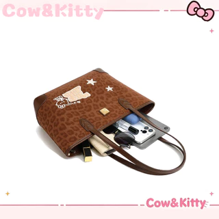 กระเป๋าโท้ต Cow&Kitty Brown Series กระเป๋าสะพายข้าง สไตล์ลายเสือดาว ความจุขนาดใหญ่