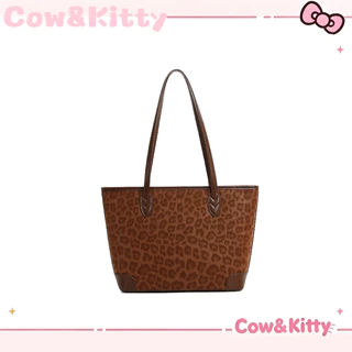 กระเป๋าโท้ต Cow&Kitty Brown Series กระเป๋าสะพายข้าง สไตล์ลายเสือดาว ความจุขนาดใหญ่
