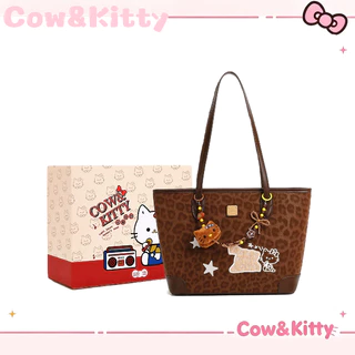 กระเป๋าโท้ต Cow&Kitty Brown Series กระเป๋าสะพายข้าง สไตล์ลายเสือดาว ความจุขนาดใหญ่
