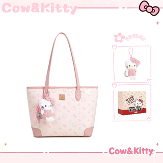กระเป๋าโททสีชมพู Cow&Kitty กระเป๋าสะพายไหล่ กระเป๋าถือสตรีหนัง PU แบบทนทาน ดีไซน์เรียบง่าย