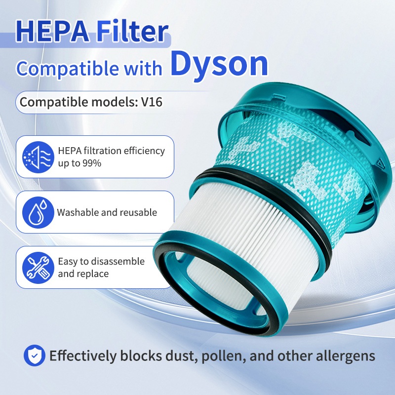 เปลี่ยนแผ่นกรอง HEPA เข้ากันได้กับ Dyson V16 | ล้างทําความสะอาดได้ & นํากลับมาใช้ใหม่ได้ประสิทธิภาพก