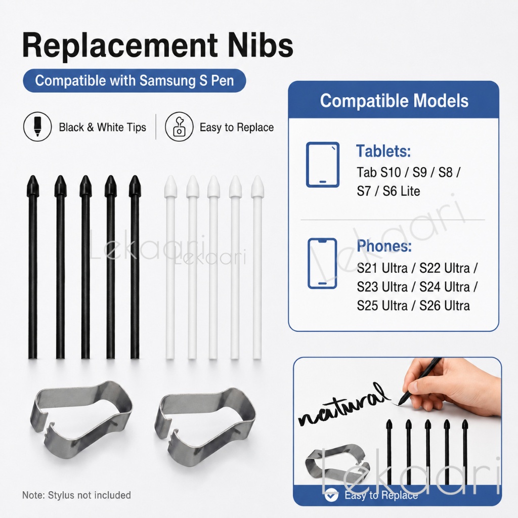 เคล็ดลับสําหรับ Samsung Galaxy Tab S10 S9 S8 S7 FE S6 Lite Plus Ultra Stylus S ปากกา Nibs เติมชุดเครื่องมือสําหรับ Tab P610 P615 T870 T875 T860 T865