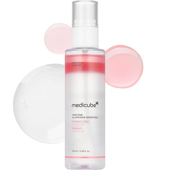 Medicube Salmon DNA PDRN Pink Glutathione Spray Serum I Pink Glass Glow Serum Mist for Moisturizer, 