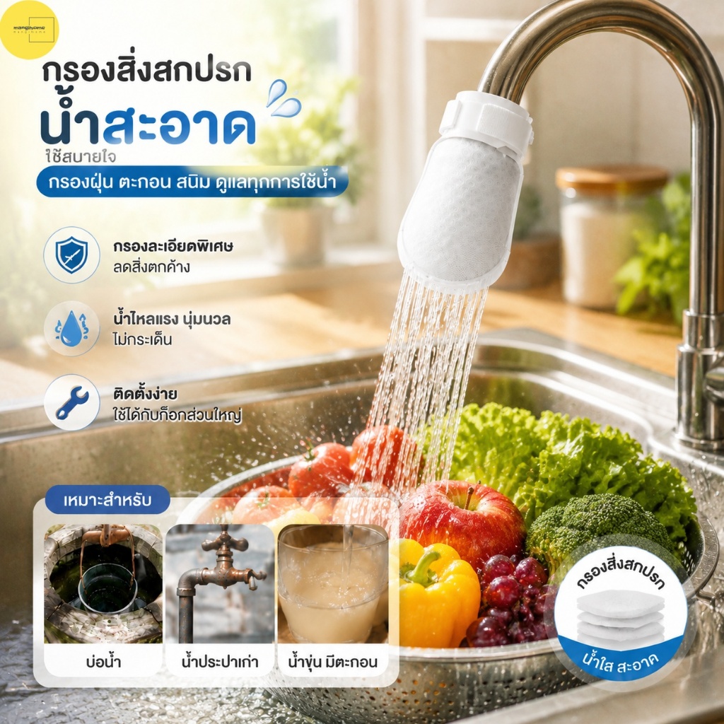 💧ถุงกรองน้ำก๊อกน้ำ/ถุงกรองสำลีก๊อกน้ำกรองละเอียด 10/20/50/100 ชิ้น ผ้าฝ้ายกรองก๊อกน้ําแบบหนาพร้อมตัวกรองก๊อกน้ําแบบ